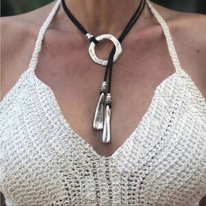 Silver boho necklace S583